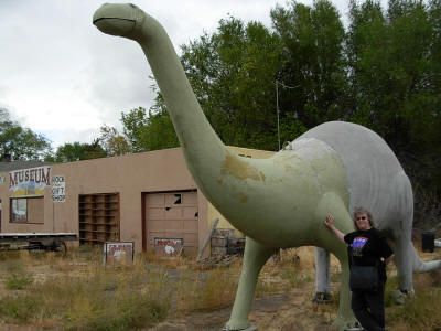 Laura with the Bliss apatosaurus